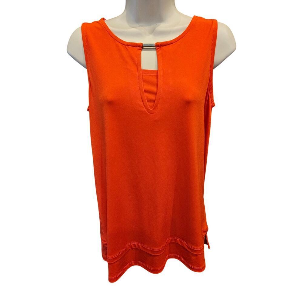 Jones NY S Orange fall summer sleevless blouse career layering causual EUC top